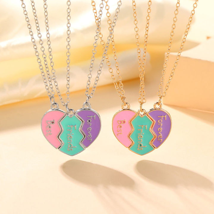 Best Friend Necklaces For 3 Matching Heart Pendant Magnetic Bff Friendship Necklace Encounter