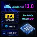 Android 13.0 TV Box,H96 Max DDR4 4GB RAM 64GB ROM RK3528 Quad-Core 64bit WiFi6 Dual 2.4G/5.8G WiFi Ethernet 1000M BT5.0 8K HDR10+ Ultra HD USB3.0 Smart Home Player. 