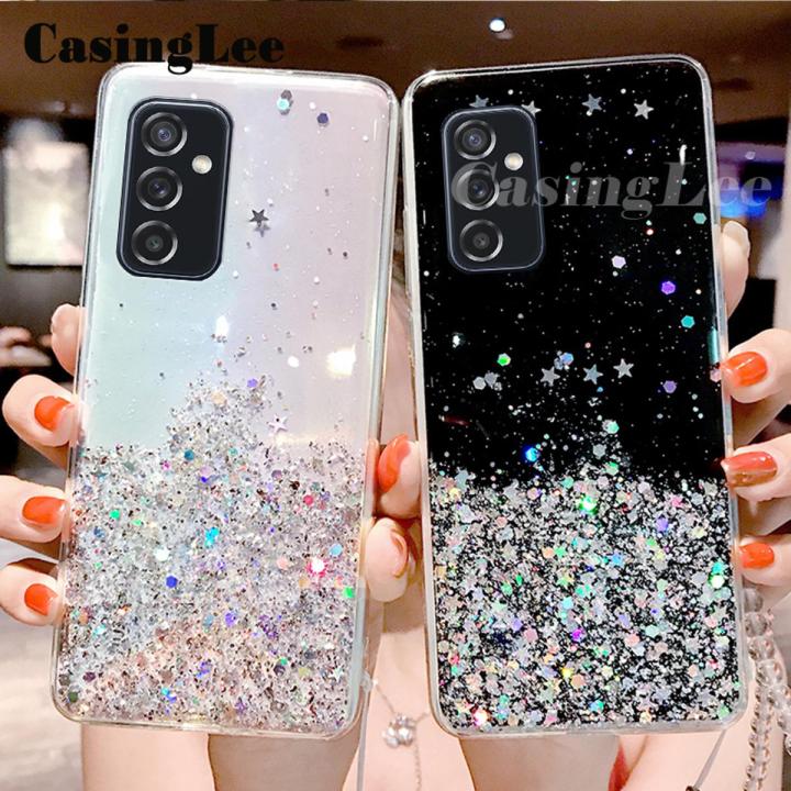 Casinglee For Samsung Galaxy A13 5G case Full Stars Moon Glitter Bling Sequins Cases Soft Back cover for Samsung A13 5G Phone cases Starry Sky Transparent For girls and Boys