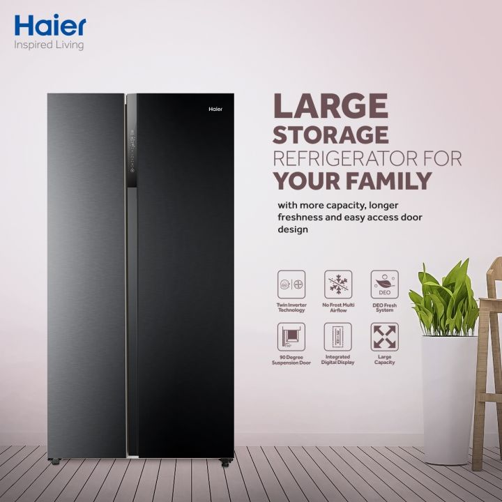 Haier Refrigerator HRF-622 IBS 22 Cu Ft/Side by Side Digital Inverte (Twin Inverter Technology