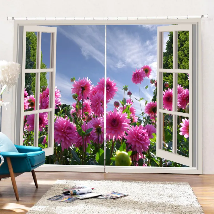 2Pcs%20Landscape%20Scenery%20Window%20Door%20Curtains%20Blinds%203D%20Printed%20Decoration%20-%20Image%205