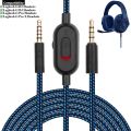 2.0M Braided Replacement Cable Extension Cord for Logitech G433 G233 G Pro X Gaming Headset With Mic Mute Volume Control Clip. 