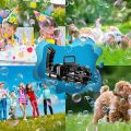 8-Hole Bubble Gun Machine - Massive Bubble Gattler Toy gun With Bubble liquid for Kids - Automatic Electric Bubble Maker Machine glue Gun - Bubble Gun for Kids - Blue Color. 