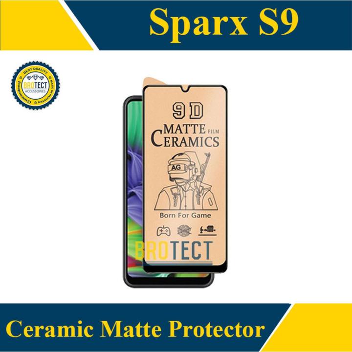 BROTECT Sparx S9 Ceramic Matte Screen Protector PUBG Gaming Tempered Glass Black Edge Borders Unbreakable 9D 21D 100D 111D For sparx s9 - Transparent