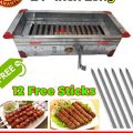 BBQ Grill 18" inch 1.5 Foot Stainless Steel polish Charcoal Barbecue Grill  Bar B Q  Angethi Angethe Burner Bar B que Grill Hand  EID UL ADHA stand pan Tandoori Seekh Kabab Handle Grill Liner Coal بار بی کیو گرل Bar BQ Grill (12  Free Flat Stick). 