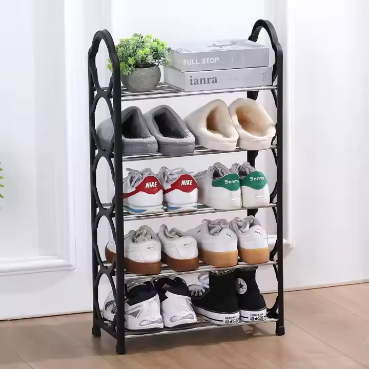 Vertical Shoe Tower, 4 Layers, 5 Layers Shoe Rack, Small Shoe Stand, Space Saving DIY Free Standing Shoes Storage Organizer, Storage Tower Shelf For Entryway, Closet, Hallway, Easy Assembly