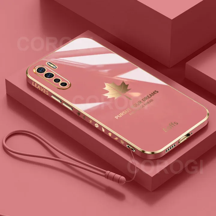 COROGI%20for%20OPPO%20F15%20Back%20Cover%20with%20Lanyard%20Luxury%206D%20Plating%20Stylish%20Maple%20Leaf%20Shiny%20Phone%20Case%20Soft%20Silicone%20Square%20Mobile%20Cases%20for%20Girls%20Boys%20-%20Image%208