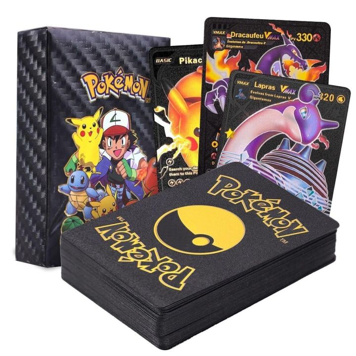 Premium Black Foil Pokémon Card Game Set – 55 Rare Unofficial VMAX GX ...