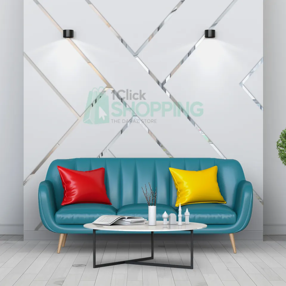 Acrylic Silver strips Mirror Wall Stickers Set, DIY Geometric