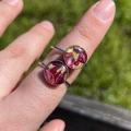 Adjustable Red rose Flower Ring with Gold Flakes, Flower Resin Ring, Real Petal Rose Ring, Pressed Flower Jewelry, Flower Engagement Ring. 