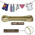Wet Cloth Laundry Rope PVC Best Coated Metal Cloth Drying Wire 20 Metres Clothes Line For Drying Clothes With 2 Free Hooks for Clothing. 