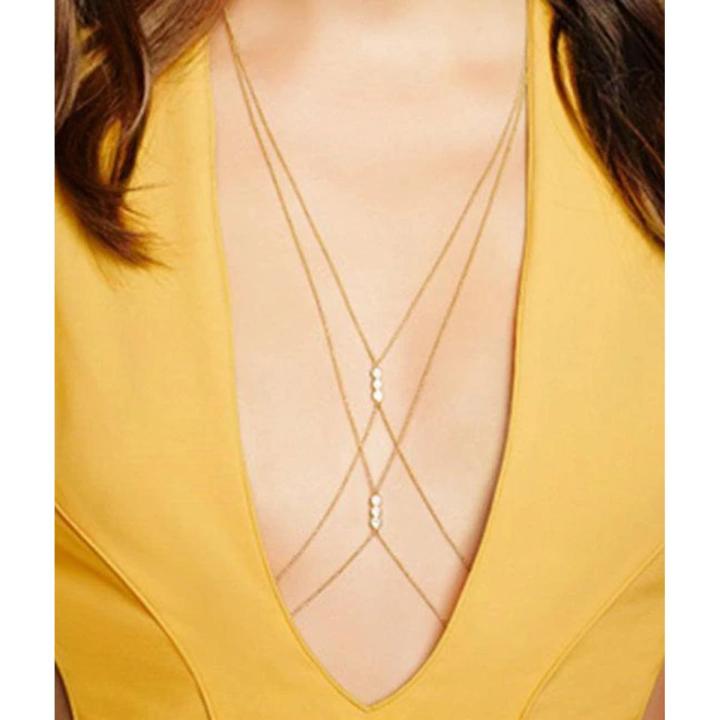 Sexy Charms Pearl Body Chain Bikini Harness Necklace Waist Belly Bra Chains for Women Fashion Jewelry Accessories