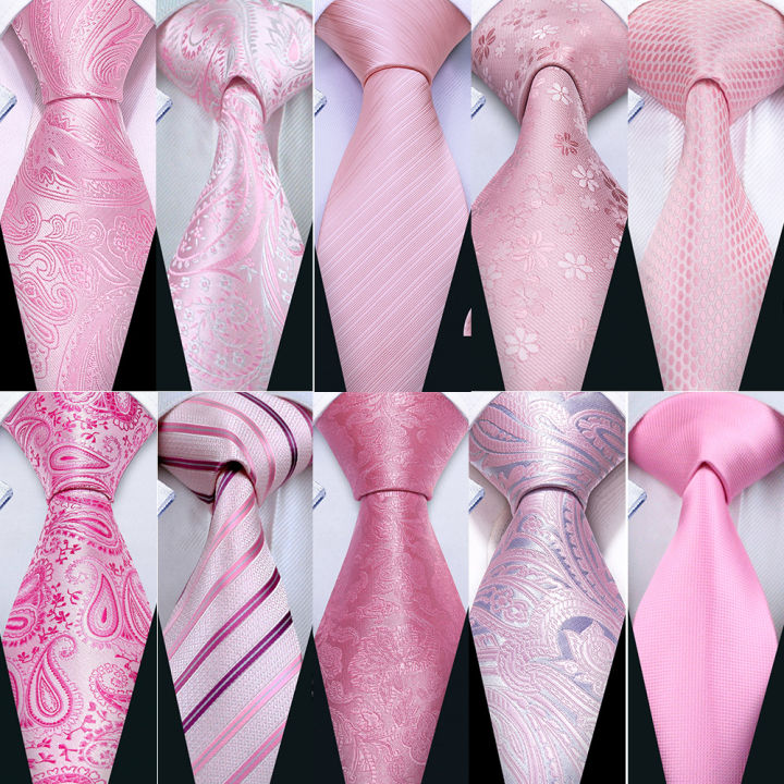 Classic Peach Pink Ties For Men Exquisite Paisley Necktie Handkerchief ...