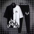 New trendy fired printed black & white premium quality tracksuit for men and boys. 