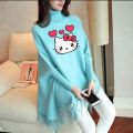 MK Garments - Winter Collection Woman's Kitty Printed  Fleece Shoal Poncho For Girls. 