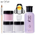 Monja 7Pcs/Set Acrylic Nail Art Set, Clear Pink Acrylic Nail Powder Set Polymer Nail Powder With Acrylic Liquid, 58 ML Liquid Monomer Nail Extension Tool Set,  With Nail Brush, Nail Form,  Glass and DIY Nail Art Tool Beginner Nail Acrylic Extension Set. 