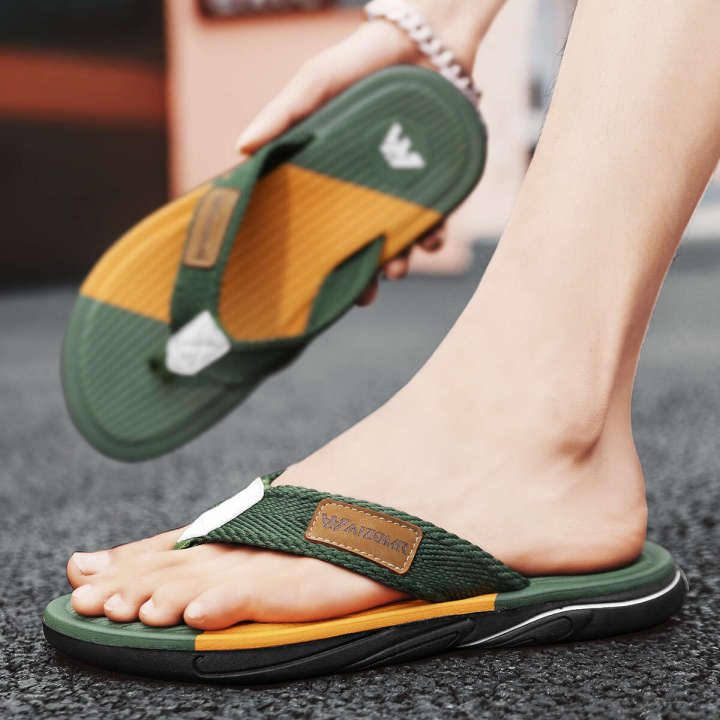 Kuluzhi 2023 New Men's Anti slip Breathable Trendy and Fashionable Herringbone Slippers