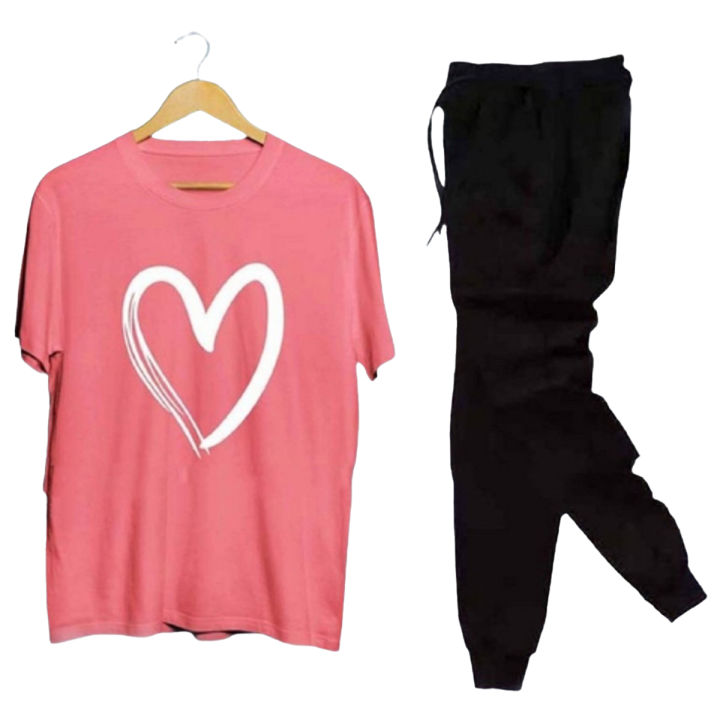 Heart Printed Tracksuit 2 Piece Set