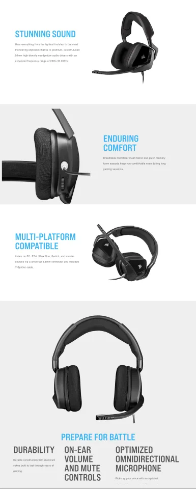 Corsair Void Elite Stereo Gaming Headset — Carbon PC, MAC
