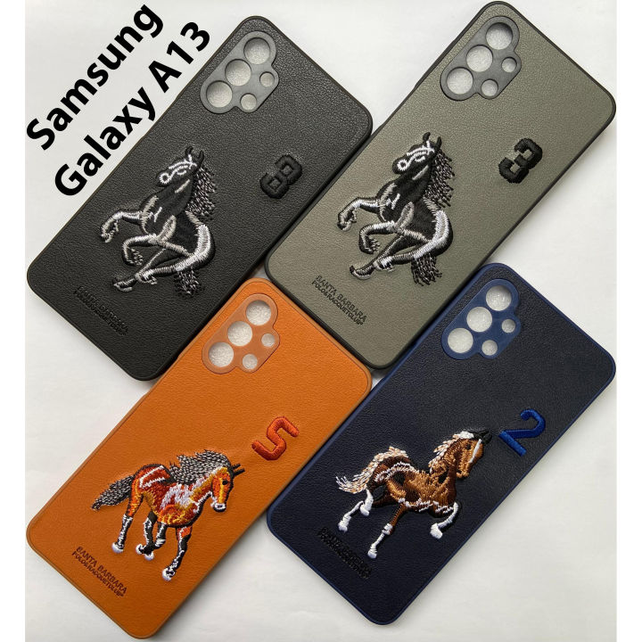 Samsung Galaxy A13 / A32 5G – Polo Embroidered Faux Leather Rexine Back Cover | Stylish Polycarbonate Shell Phone Case for Durable Protection | PLC