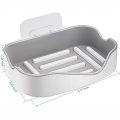 Double Layers Soap Holder Wall Mount Soap Dish Stick-on Soap Saver With Drain. 