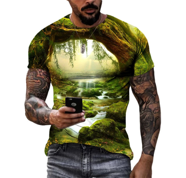 Fairy Tale World Myth Magic Forest Men T-shirts 3D print HD pattern hip hop Harajuku personality round neck tee short sleeve top