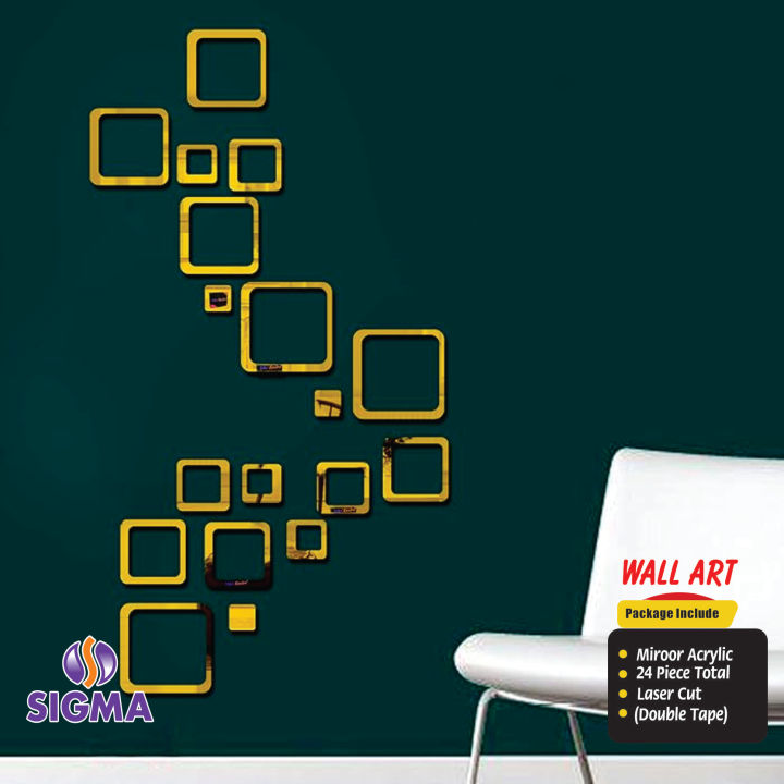 Square DIY Gold Acrylic mirror wall sticker Livingroom bedroom background wall Decor waterproof self-adhesiv Sigma Gift Center