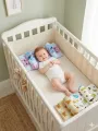 Soft Memory Foam Baby Pillow – Adjustable Head Shaping Cushion  Flat Head Prevention, Anti-Roll, Neck & Spine Support  Newborn Sleeping Positioner for Crib, Cot, Bed, Bassinet, Stroller & Car Seat – Breathable & Portable, Baby Safety Pillow. 