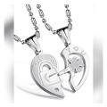 I Love You Stainless Steel Silver Pendant For Women - 2 Pcs. 