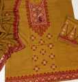 Mustard Color 3 Piece Unstitch Sindhi Embroidery Suit/Traditional Suit/Sindhi Embroidery/Aari Embroidery Machine. 