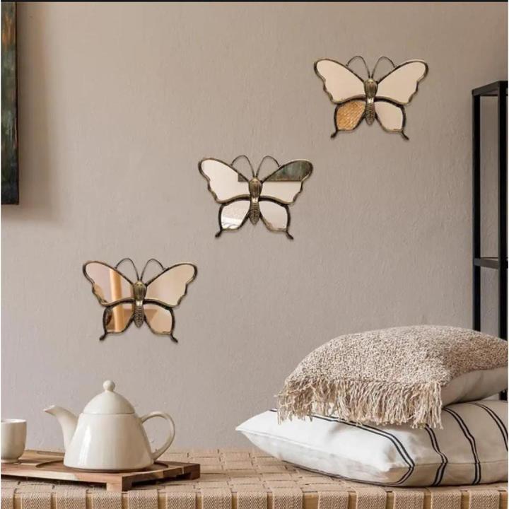 Pack of 3 Wall Hanging Butterfly Shape Décor Mirror