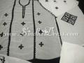 Unstitched White and Black Hand Made Applic 3pcs Dress For womens. 