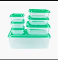 IKEA Style Pack of 7 Transparent Rectangular Thumb Lock Food Containers | Stackable Plastic Storage Bowl Set for Kitchen & Meal Prep". 