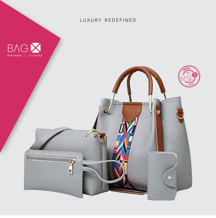 Bag X 4 Piece Luxury Premium Leather Shoulder & Crossbody Bags with Large Capacity Handbags Set for Women