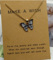 Butterfly Necklace for Girls Stylish Korean Fashion Purple, Blue, Yellow Antique white Butterfly Pendant Necklace for women Make a Wish Necklace Gift for her. 