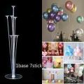7 Tubes Balloons Holder Column Stand Balloon Stand Kit,Reusable Clear Balloon Holder(7 Balloon Sticks,7 Balloon Cups,1 Balloon Base) Makes Balloons Float Without Helium. for Table, Floor, Centerpiece with Base. 