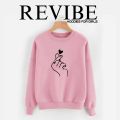 REVIBE - Pink Finger Heart Printed Sweatshirts For Women - Hoodies For Girls. 