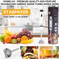 Hand Blender Mixer 800W Chopper Mixer Bowl Egg Whisk & Beaker - Coffee Beater - Egg Beater Machine For cake - Meat Chopper  Stainless Steel Hand Blender with 4 Blades  2 Speed Levels  Ice Crushing, Smoothies, Powerful & Durable Home & Kitchen Appliance. 