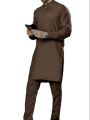 Mehandi Brown Stitched Kurta Pajama for Men: A Subtle and Elegant Traditional Attire. 