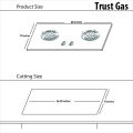 Trust Gas Automatic Hob - 3 Burner Model TH-707-S Steel Top. 