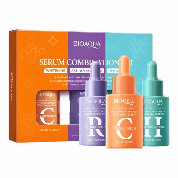 Bioaqua Pack of 3 New Facial serum & Essence liquid Whitening Vitamin C