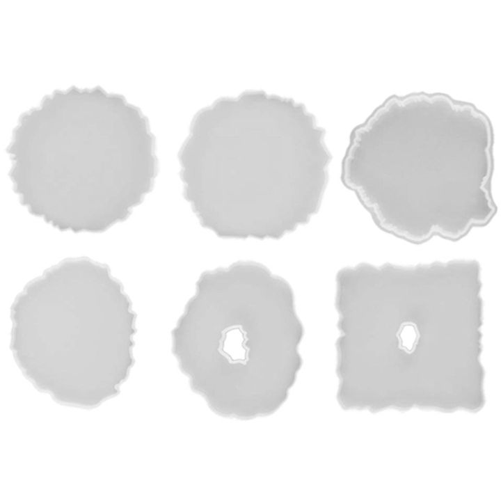 6PCS Resin Coaster Molds for DIY Geode Coasters, Home Decor