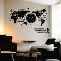 Gift City Presents 3D Wooden World Map Clock in Black - Stylish Wall Clock for Home & Offices. 