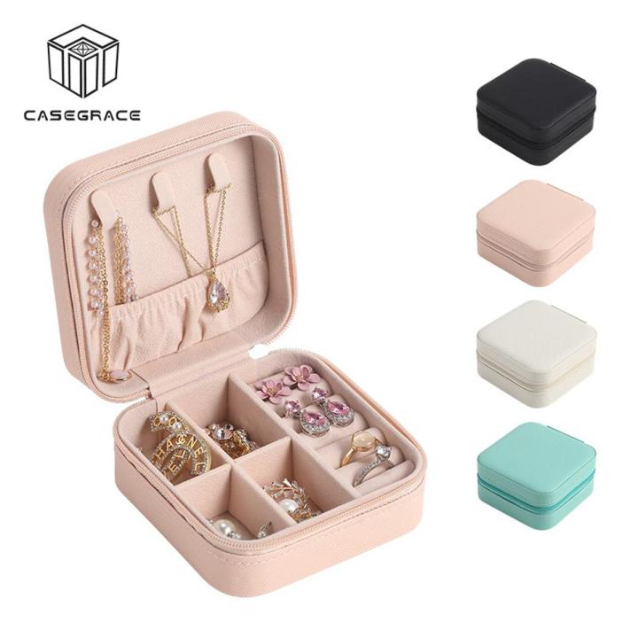 Casegrace Portable Jewellery Box Organizer for Earrings Necklace Ring Lipstick Travel Jewelry Storage Boxes