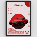Red Toyota Supra MK5 JDM Poster Picture Frame with | Sports Car Wall Art for Room, Office & Garage | JDM Car Lover Gift | High-Quality Automotive Portrait | Aesthetic Car Picture Frame for Decoration. 