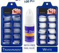 100Pcs / Square Natural & Transparent Color Artificial Nails Kit Fakee Nails Acrylic Nails For Girls Beautiful Nails Falsee Nails. 