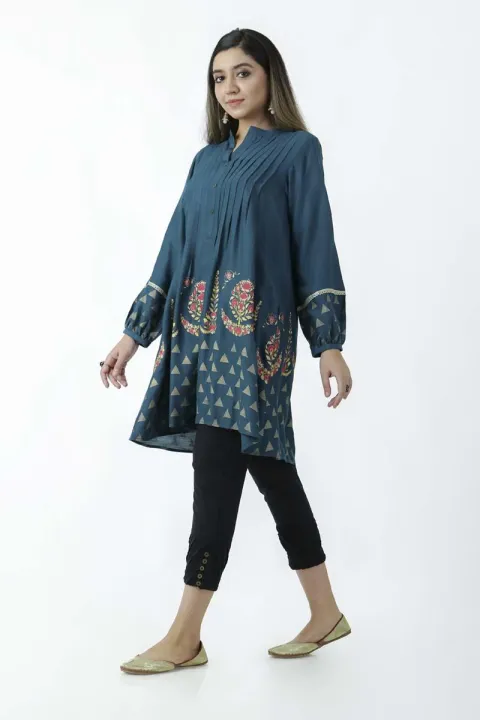 EGO%20Fall%20Collection%202019%20%20Peacock%20%20Teal%20Cotton%20Kurti%20For%20Women%20-%20Image%204