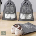 [PACK OF 3 ] New Dustproof Rope Shoe Organizer Travel Shoe Storage Bag with clear window Package Luggage non-woven with PVC Bag | 1 Pair Non Woven Shoe Organizer bag | 3 pcs (Random color) - Orchids Store PK.. 