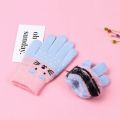 New Hot Lovely Baby Kids Boys Girls Cartoon Cat Thick Knitting Mittens Kids Gloves. 
