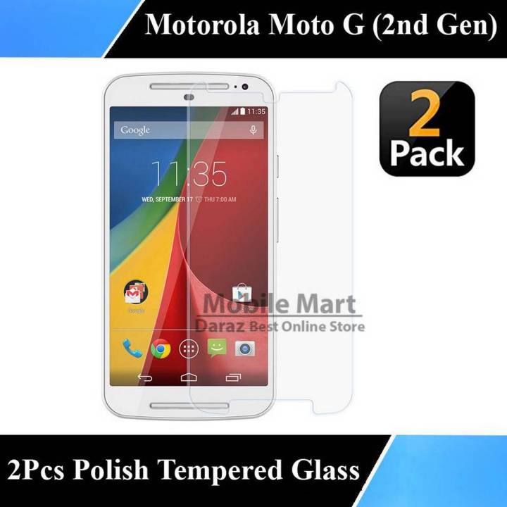 2Pcs Motorola Moto G (2nd Gen) XT1068 XT1072 XT1079 Tempered Glass Screen Protector Polish Glass Premium Quality Glass Protector For Moto G2 2nd Gen Dual-sim